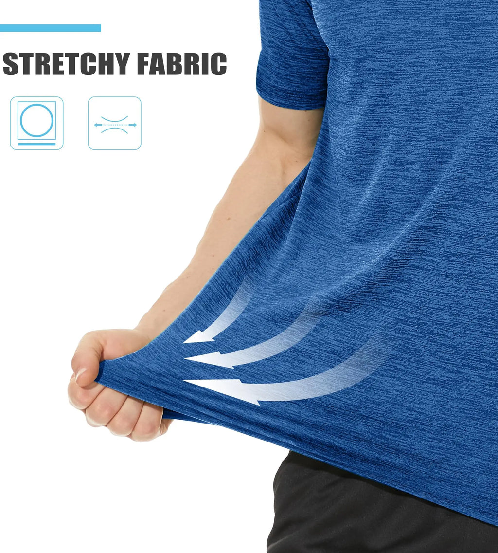 TACVASEN Summer Quick Dry T-shirts Mens Running Jogging Athletic T-shirts Reflective Stripe Sports Gym Fitness Workout T Shirts