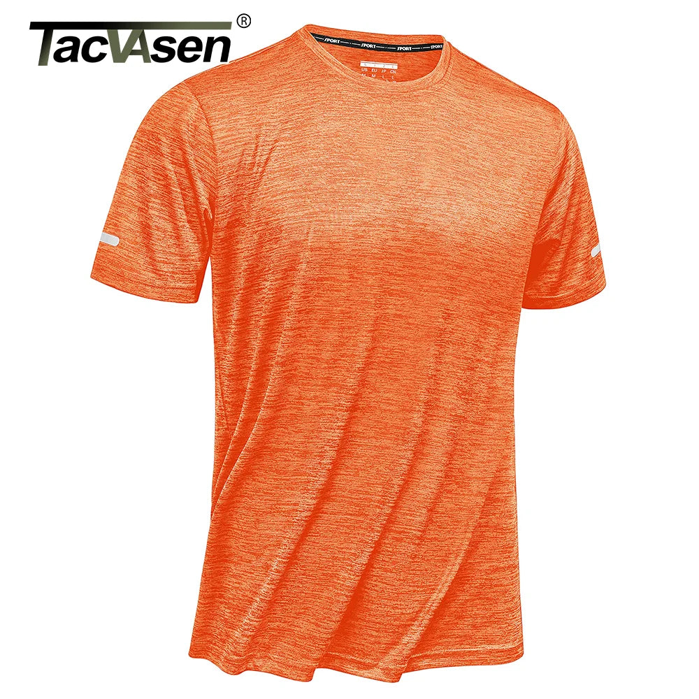 TACVASEN Summer Quick Dry T-shirts Mens Running Jogging Athletic T-shirts Reflective Stripe Sports Gym Fitness Workout T Shirts