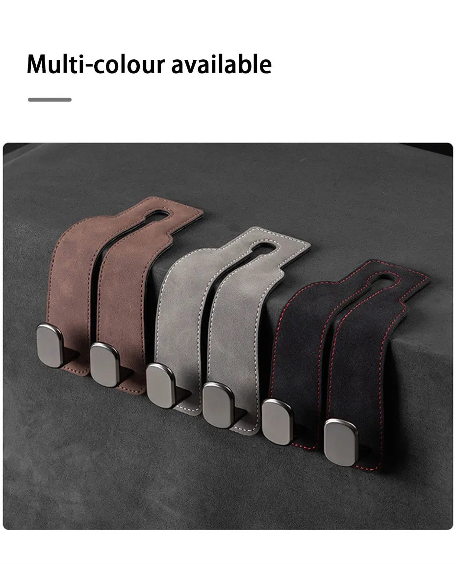 BLALION Suede Vehicle Metal Hook Hanger Multifunction Hanger Storage Organizer Double Hook Holder Rear Seat Hooks Accessories