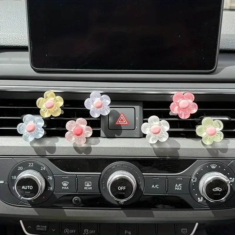 6pcs Cute Flower Aromatherapy Car Air Outlet Decoration Perfume Clip Air Freshener Colorful Flora Decor Auto Accessories