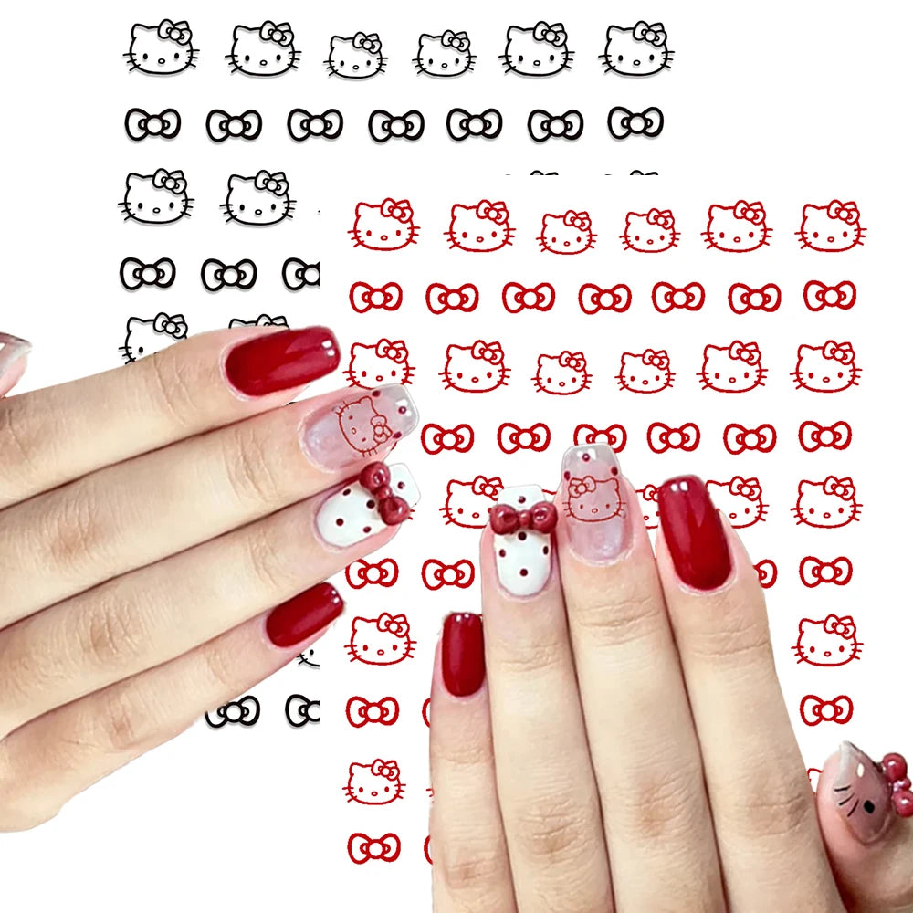 3D/5D Pink Hello Kitty Nail Art Stickers Anime Cartoon KT Japanese Cartoon Cute Hot Girl Fashion Nail Decal Jewelry Nail Sticker