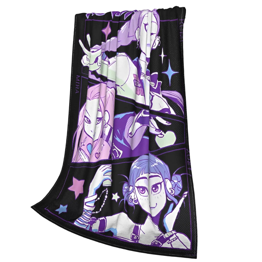 K Pop Demon Hunters Team Anime Plush Blanket Girls Boys  Flannel Throw Blanket For Bedroom Warm Soft Quality Bedspread Gift