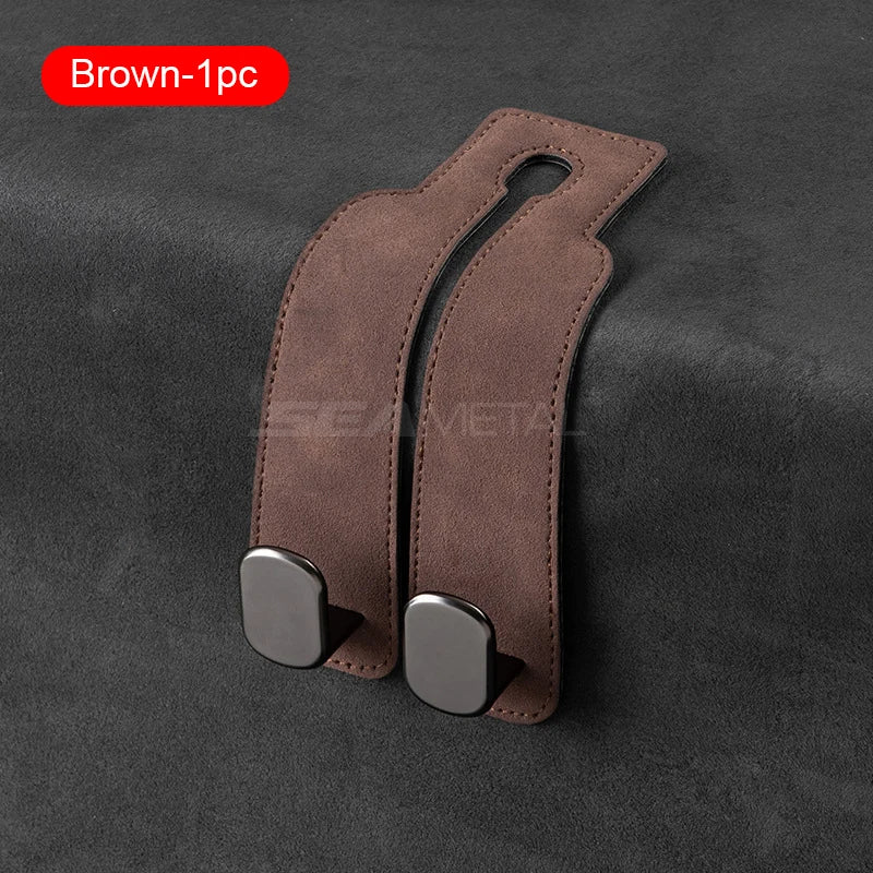 BLALION Suede Vehicle Metal Hook Hanger Multifunction Hanger Storage Organizer Double Hook Holder Rear Seat Hooks Accessories