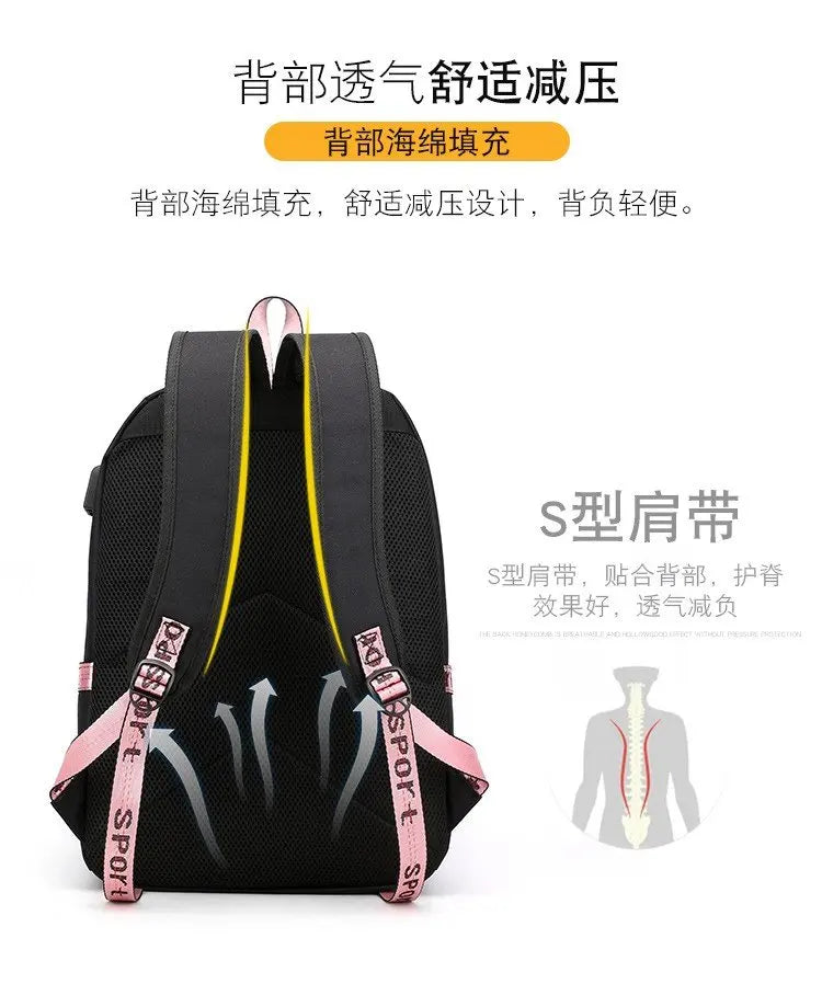 KPop Demon Hunters Backpacks Teen Hot Sale Harajuku Korean Anime Schoolbags Boys Girls USB Charging Large Capacity Shoulders Bag