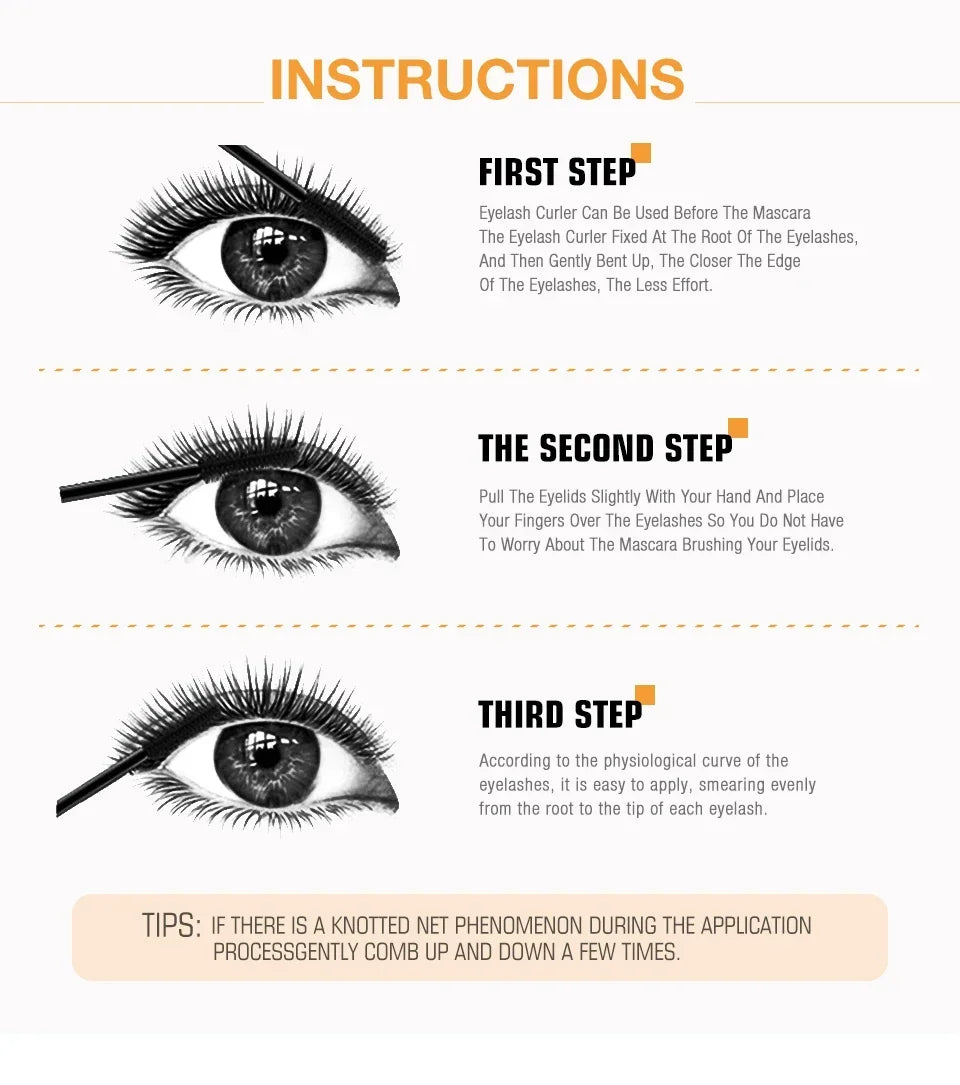 3D Mascara Eyelashes Lengthening Black Lash Eyelash Extension Eye Lashes Brush Beauty Makeup Long-wearing Gold Color Mascara