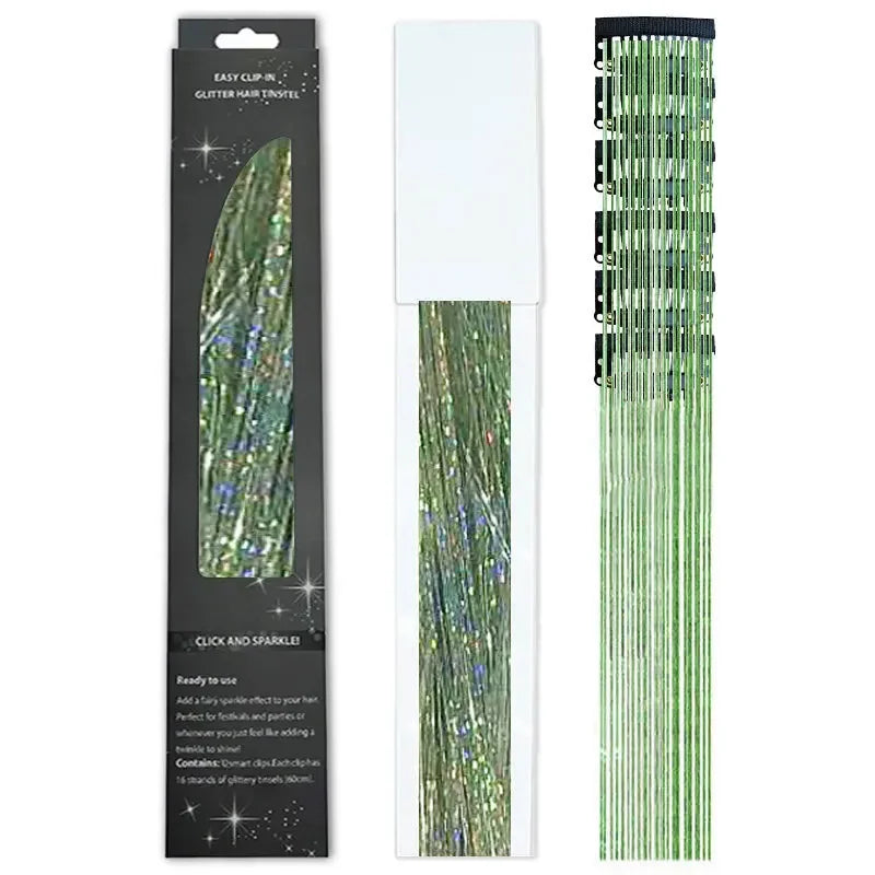 6-Piece Set BB Clip Tinsel Hair Metal Laser Gold Thread PET Laser Thread Highlighting Cross-Border Hair Accessories