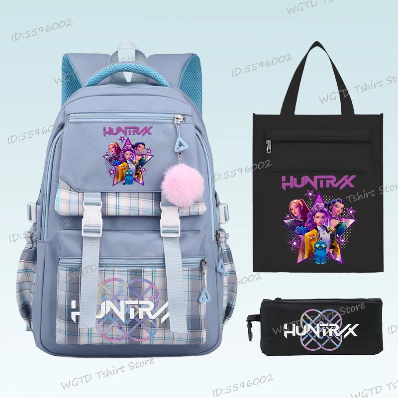 3pcs Set Kpop Demon Hunters Backpack Students Girl Lightweight School Bags Teenager Travel Rucksack Back To School Back Pack