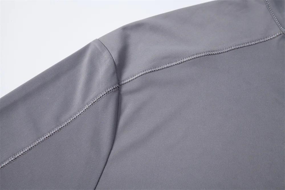 AIOPESON Men's UPF100+ Sun Protection Long Sleeve Shirt Solid Color Zipper Outdoor Shirts Stand Collar Quick Dry T Shirts