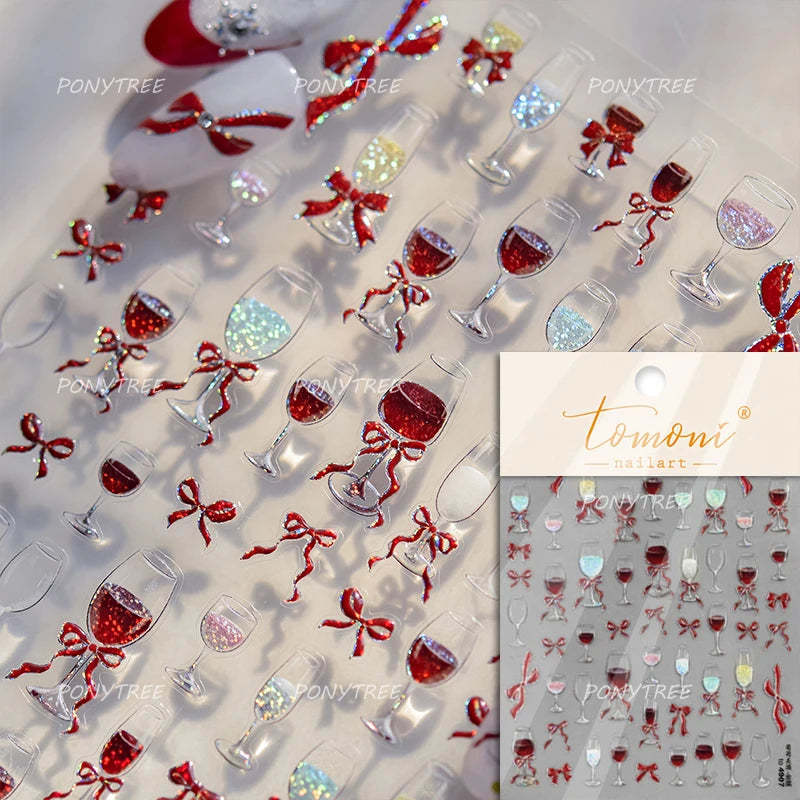 Delicate Jelly chic Bowknot Silk Ribbon Knot Star Shiny Dreamy Self Adhesive Nail Art Decorations Sticker Dressy Manicure Decals