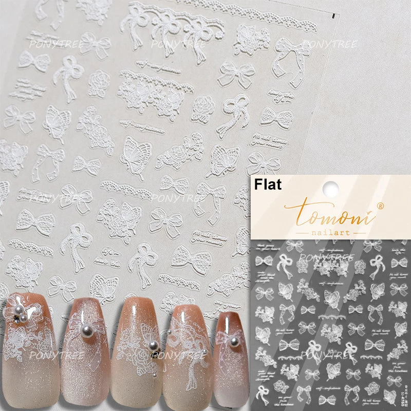 Delicate Jelly chic Bowknot Silk Ribbon Knot Star Shiny Dreamy Self Adhesive Nail Art Decorations Sticker Dressy Manicure Decals
