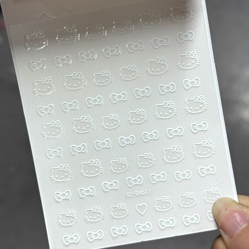3D/5D Pink Hello Kitty Nail Art Stickers Anime Cartoon KT Japanese Cartoon Cute Hot Girl Fashion Nail Decal Jewelry Nail Sticker