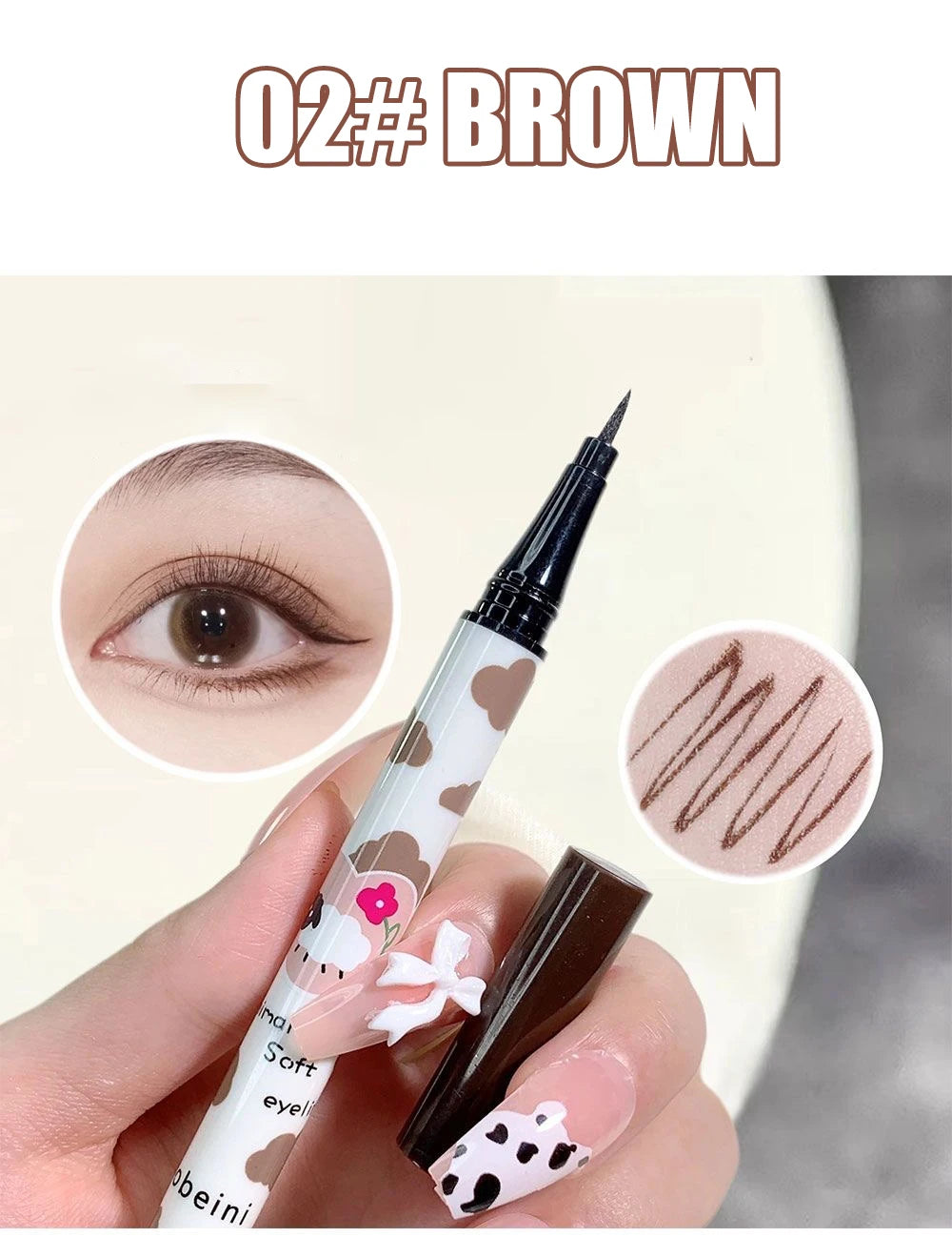 3 Colors Brown Lying Silkworm Liquid Eyeliner Pen Waterproof Big Eyes Makeup Smooth Quick-drying Women Cosmetics Beauty Tools